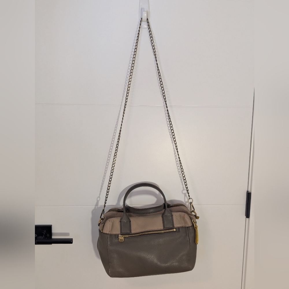 Elegant Gray and Tan Women's Handbag